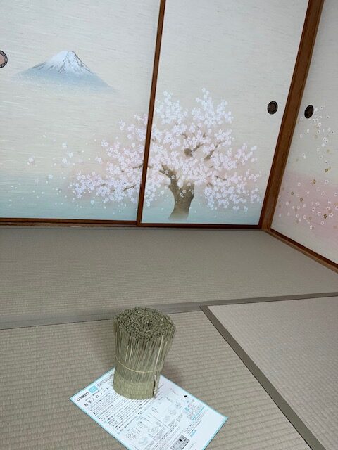 カラー畳灰桜色と桜柄の襖紙